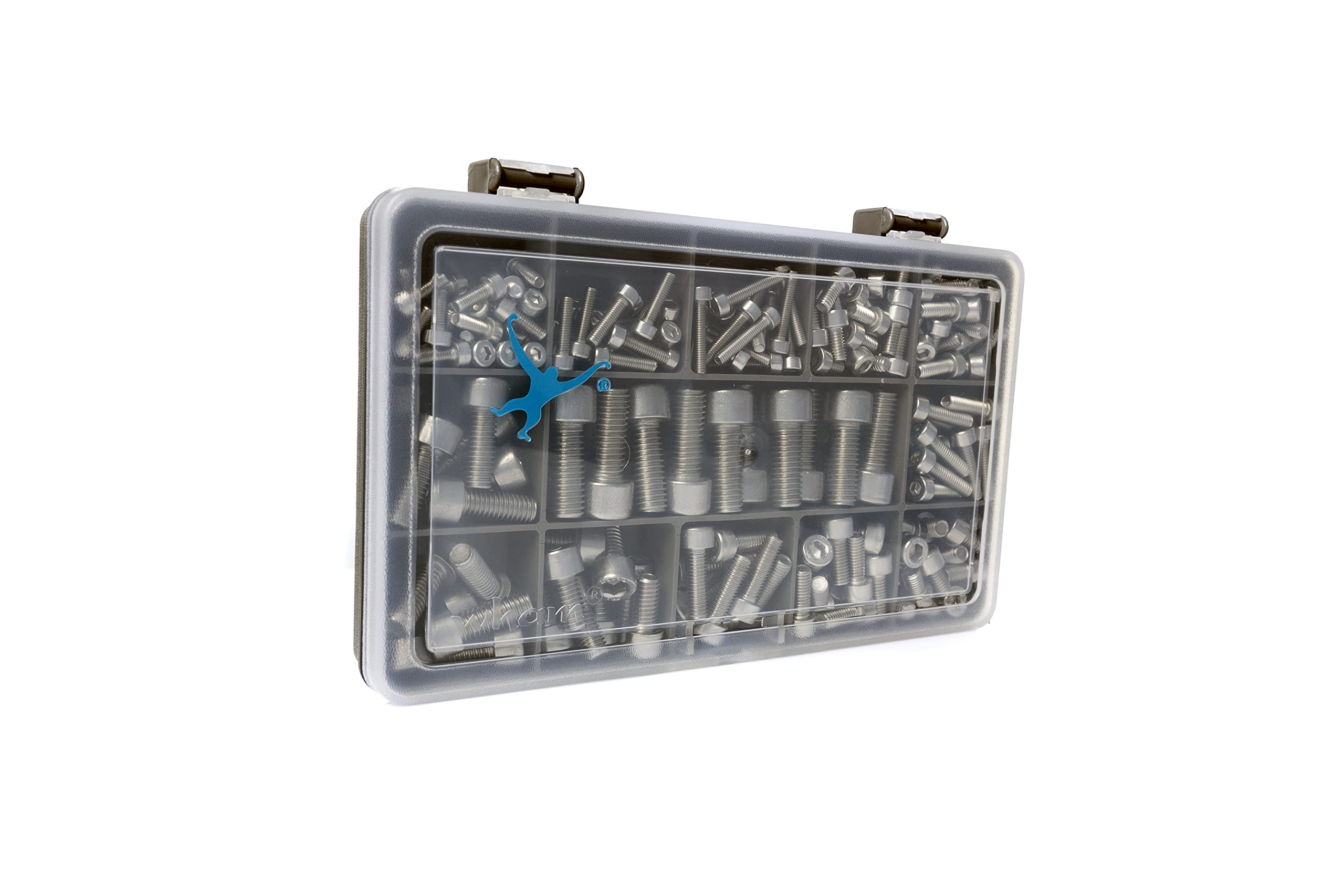 Set of 200 Assorted Allen Socket Cap Head Machine Screws/Bolts -DIN 912- M3, M4, M5, M6 and M8, A2-70 (304 Grade) Stainless Steel; Sturdy Recycled Compartment Box