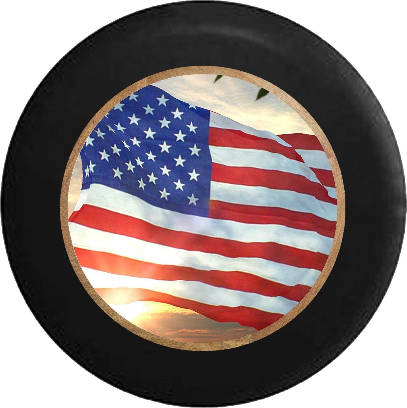 Travel Trailer Tire Cover Patriotic American Flag Sunset