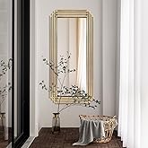 DAOYIJIAJU Gold Rectangle Mirror, 47"x22" Geometric Art Deco Mirror with Metal Frame, Modern Elegant Wall Mirrors for Living Room Bathroom Bedroom Entryway Hallway, Hangs Vertically or Horizontally