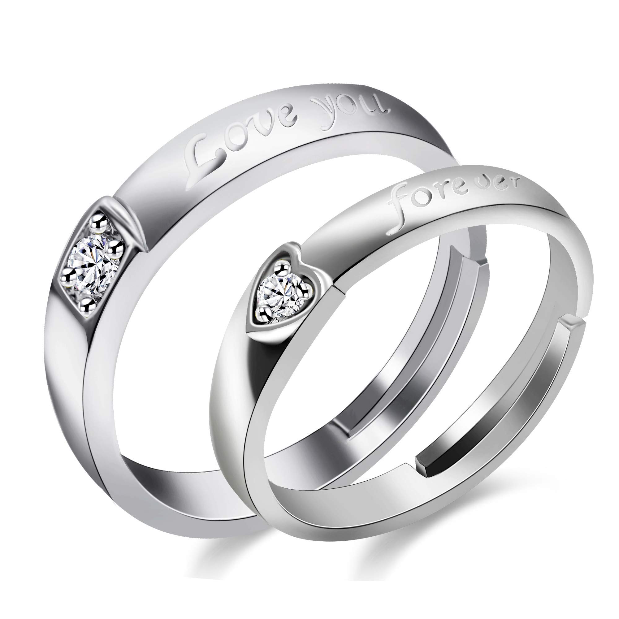 Uloveido A Pair of Couples Rings Set Love You