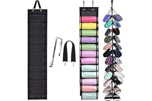 KISYONGUS Leggings Organizer Storage, T Shirt Organizer, Hanging Legging Organizer for Closet, Hanging Clothes Organize with 24 Compartment Organizers for Yoga, T-Shirts, and Jeans (Black, 1 Pack)