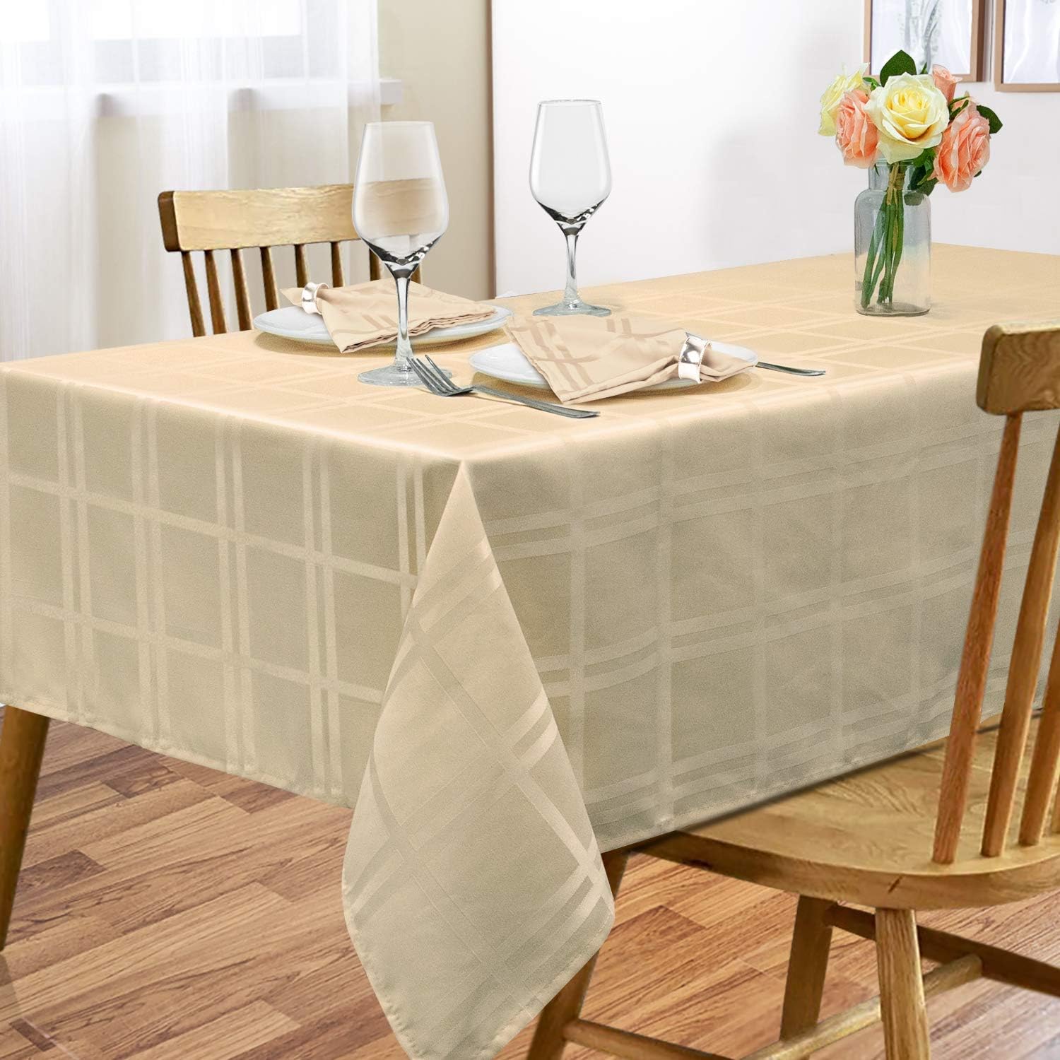 ARICHOMY Tablecloth Polyester Table Cloth Spill Proof Dust