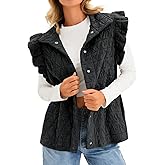 Cicy Bell Women Ruffles Puffer Vest Sleeveless Button Down Padded Jacket Gilet Trendy Spring Outerwear