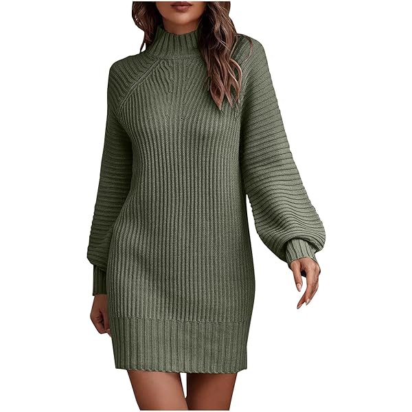 Women's Oversized Sweater Dress - Crew Neck, Long Sleeve, Bodycon, Knee Length Pullover, Loose Fit - View #7
