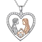 Lvoryance 0.1 Carat Round Lab Grown Diamond Two Sisters Necklace 925 Sterling Silver Best Sister Female Friendship with Diamond Necklace for Women