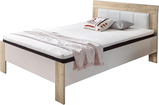 Deine Tante Emma 22 140 68 Sofia Sonoma Eiche Sagerau Weiss Bett Jugendbett Gastebett Einzelbett Futonbett Inkl Rost Matratze 140 X 200 Cm Amazon De Kuche Haushalt