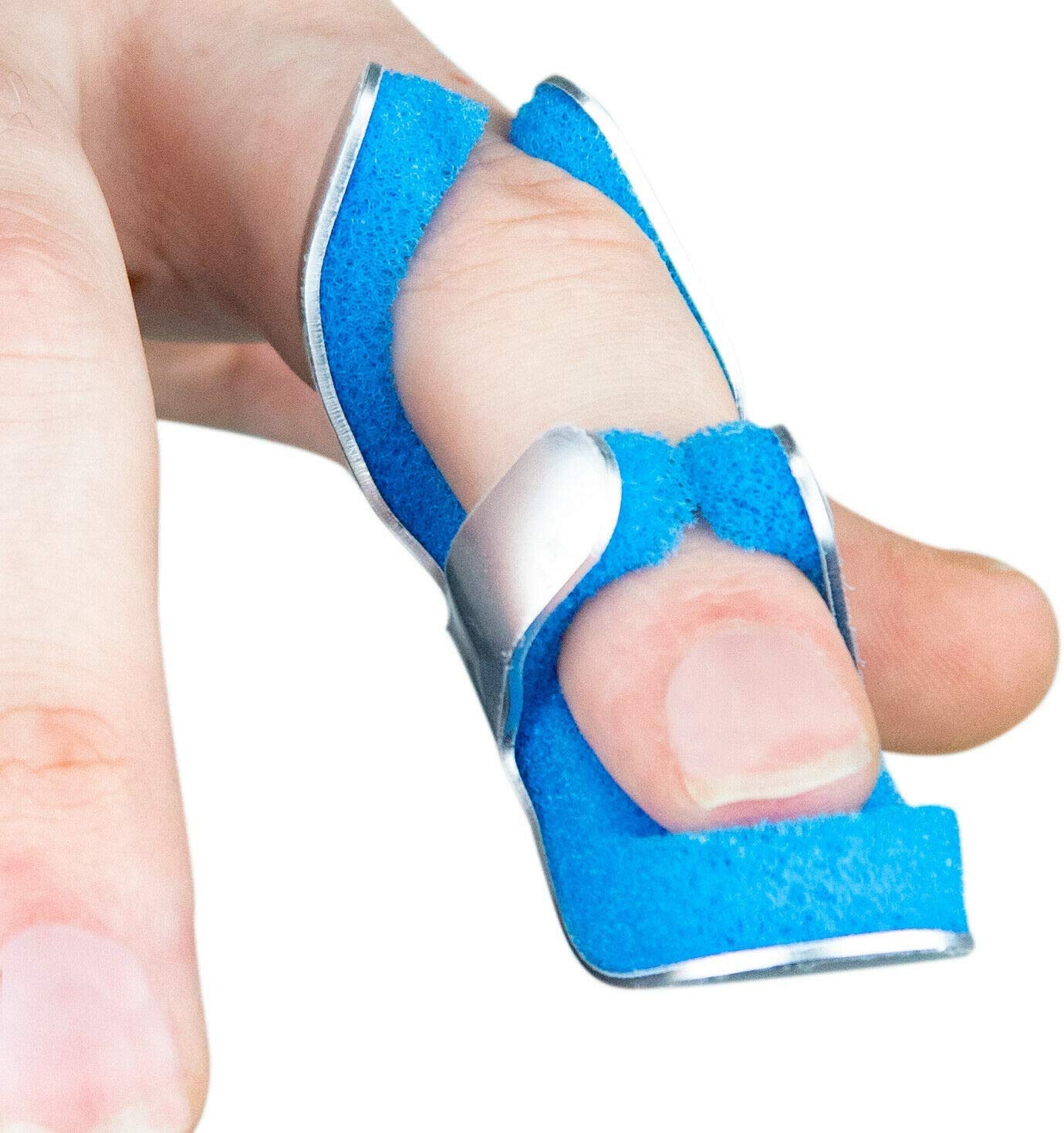 Solace Care Frog Finger Splint - Mallet Finger Aluminium Metal Foam Lined - Fractured Injured DIP Joint - Recovery Protection First Aid - Basketball Finger (Large - 9.5 cm)