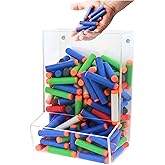 SimplyImagine Single Acrylic Toy Dispenser for Kids - High-Volume Toy Foam Blasters, Car & Building Block Storage Bin - Wall Mount or Countertop Clear Hanging Organizer for Nursery & Playroom