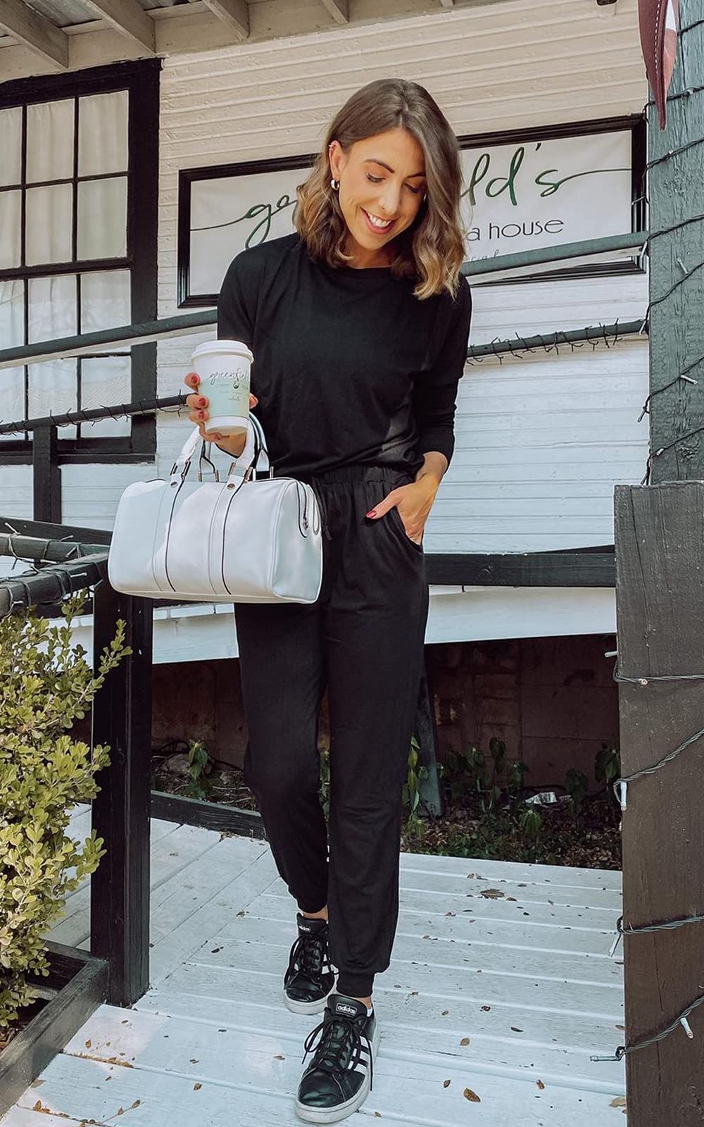 PRETTYGARDEN Women's Fall 2 Piece Lounge Outfit Long Sleeve Crewneck Pullover Tops High Waisted Pants Set Tracksuit (Black,Large) - Image 5