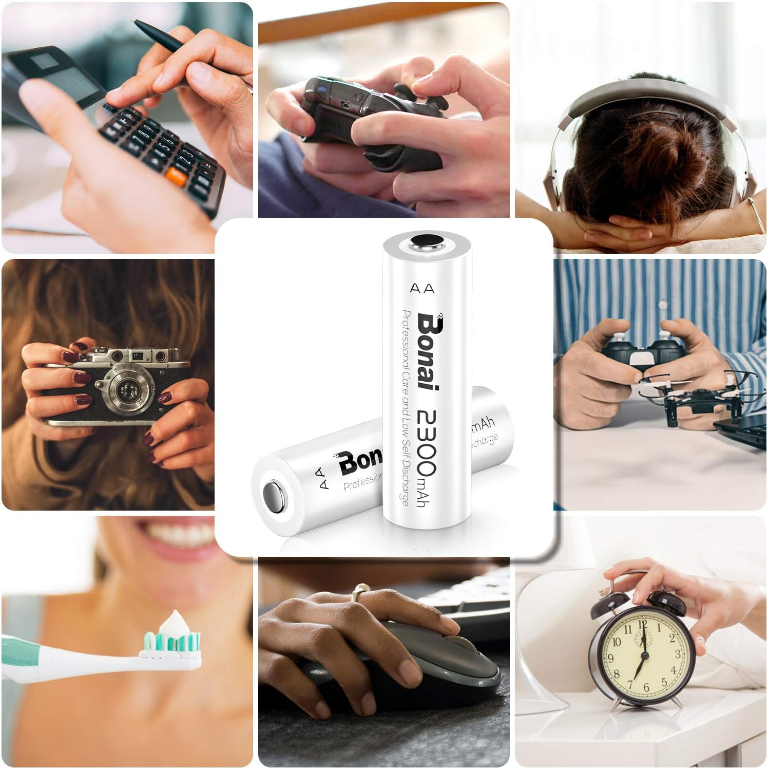 BONAI 1100mAh AAA Rechargeable Batteries 1.2V Ni-MH High-Capacity Batteries AAA 16 Pack - AAA for Garden Lights: Home Audio & Theater