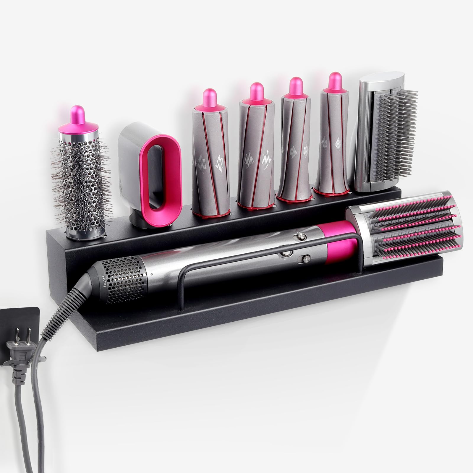 Photo 1 of DALUOBO Storage Holder for Dyson Airwrap Curling Iron Accessories Wall Mounted Rack Bracket Stand with Adhesive for Home Bathroom Organizer Black