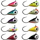 Reaction Tackle Tungsten Jigs, Ice Fishing Jigs, Glow Crappie Panfish Lures | Walleye, Trout, Perch, Micro Tiny Jighead Hooks, Bulk Weighted Hooks, Soft Plastics, Ice Fishing Gear, Equipment, Accessories
