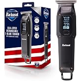 Barbasol T-Blade Trimmer, Rechargeable Hair and Beard Trimmer for Men, Dual Speed Hair Trimmer with 6 Clipper Guide Combs, LED Display, Clipper Oil, Brush, &amp; Travel Bag