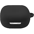Geiomoo Silicone Case Compatible with JBL Live Pro TWS 2, JBL Live Pro+ TWS Protective Cover with Carabiner (Black)