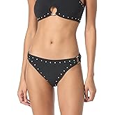 Michael Kors Womens Crepe Solids Side Ring Bikini Bottom