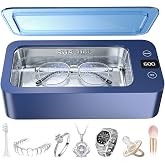 Ultrasonic Jewelry Cleaner, 50khz Professional Ultrasonic Cleaner Machine for Jewelry, Eyeglasses, Watches, Dentures,5 Time Modes,316 Stainless Steel Tank,500ml Capacity