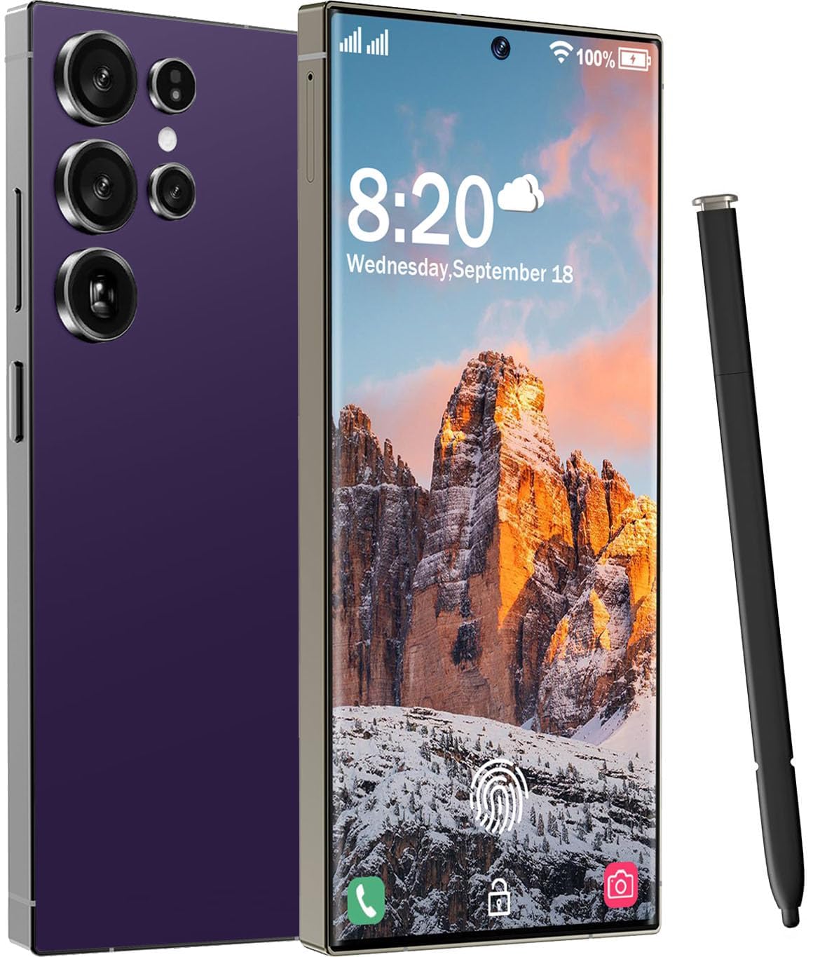 Photo 1 of HTDSHFY I25 Ultra Unlocked Cell Phone, 7000mAh Long Battery Life Smartphone,Built in Pen,6.8" HD Screen 12+512GB Unlocked Phones,5G/Dual SIM/Fingerprint Unlock/Face ID (Purple2)