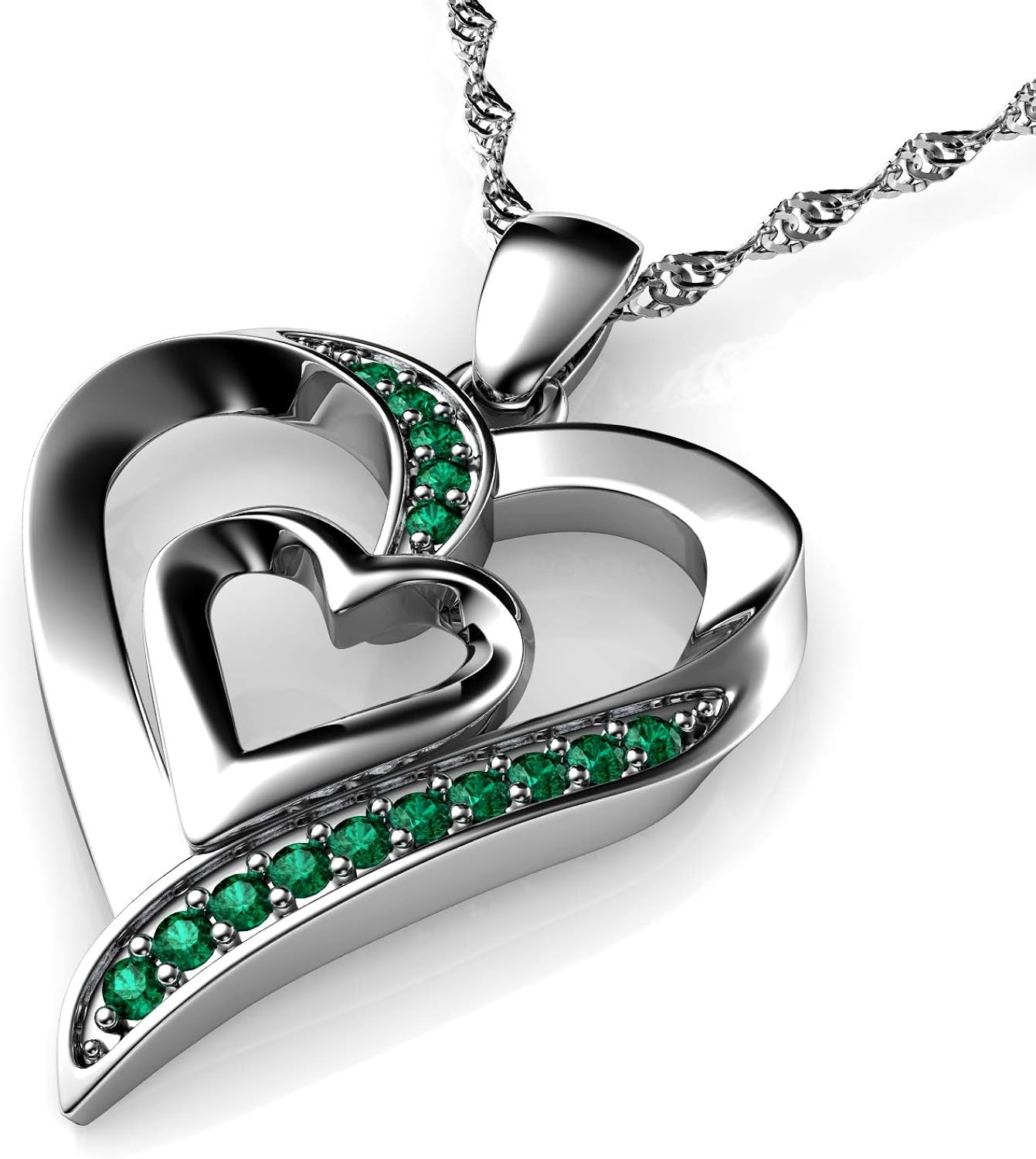 925 Sterling Silber Herz Halskette Mit CZ-Stein - 44 Cm Für Sie