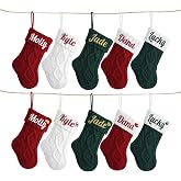 Infiher Personalized Mini Christmas Stockings - Custom Embroidered Name Knit Stockings for Baby,Kids,Family - Classic Cable Knit 9&rdquo; Small Christmas Stocking Fireplace Holiday Decor Gifts(1 Pack)