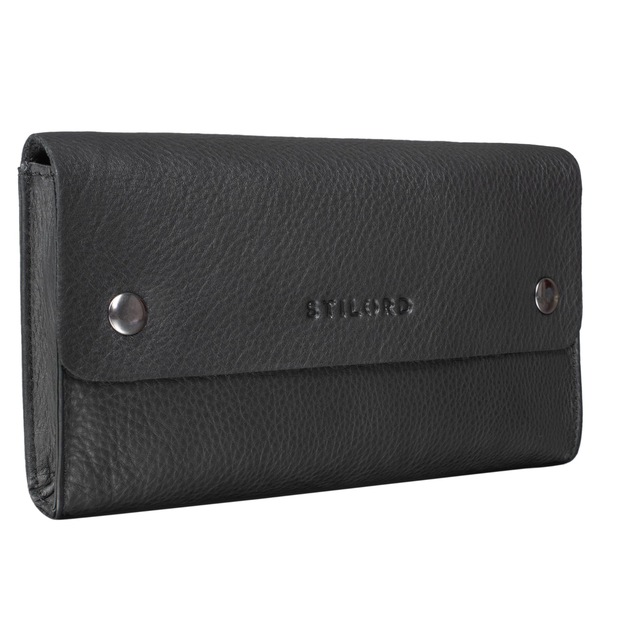 STILORD 'Griffin' Leather Case Vintage Pouch for Pencil Cosmetic Money Glasses Keys Small Organizer in Genuine Leather, Colour:Black