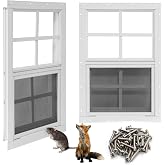 NeatiEase Upgraded Shed Windows 2 Pack, 20" x 30" Windows with Tempered Glass and Stainless Steel Screen for Shed, Chicken Coop, Playhouse, Household, Garage(White)
