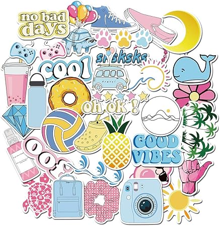 Amazon Com New Vsco Stickers For Water Bottles 36 Pcs Cute Skateboard Aesthetic Stickers For Hydro Flask Laptop Stickers For Teens Girls Boy Multicolored Arts Crafts Sewing