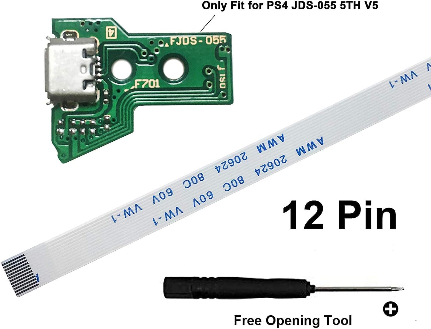 Micro USB Charging Port Socket Board with Flex Ribbon Cable Screwdriver for PS4 Pro Controller Board JDS-050 JDS-055 Version