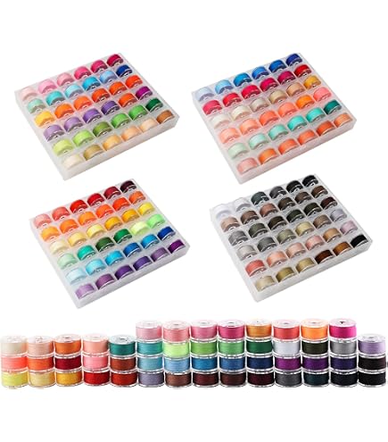 100 Piece Sewing Thread Kit - 50 Colors With Prewound Bobbins, 500 ...