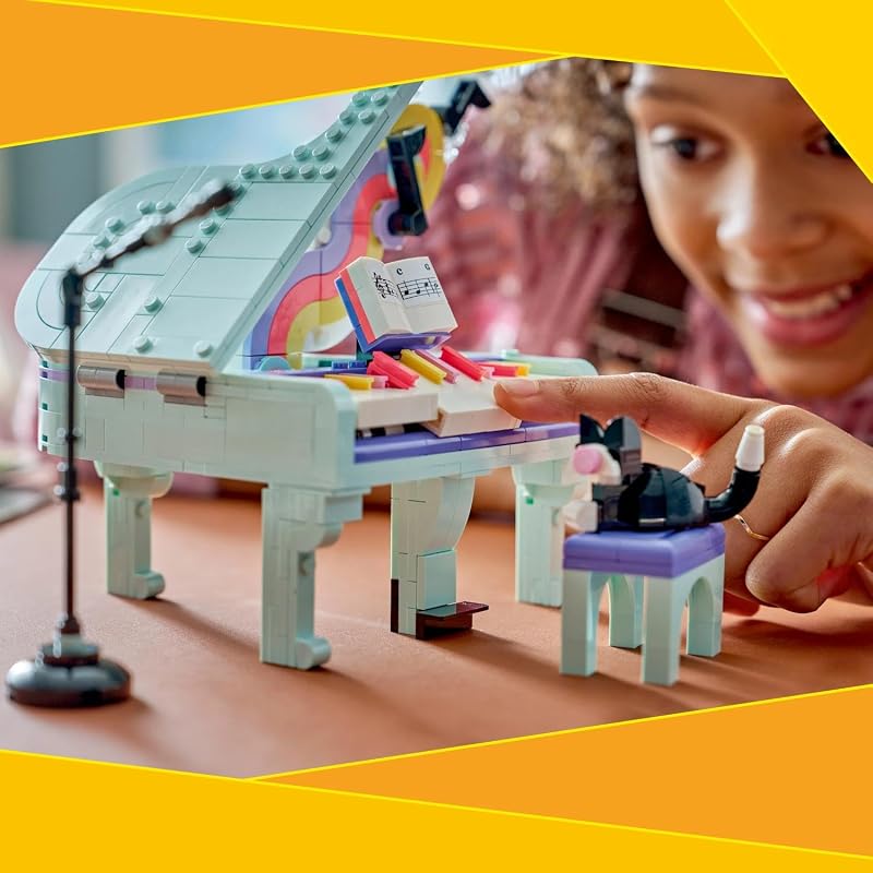 Creator 3-in-1-Set Deko-Klavier mit Katze - Retro Modellbau mit 3 Bauoptionen: Klavier, Radio oder Plattenspieler - DIY Kinderzimmer Deko - Geschenk für Mädchen und Jungen ab 9 Jahren - 31392