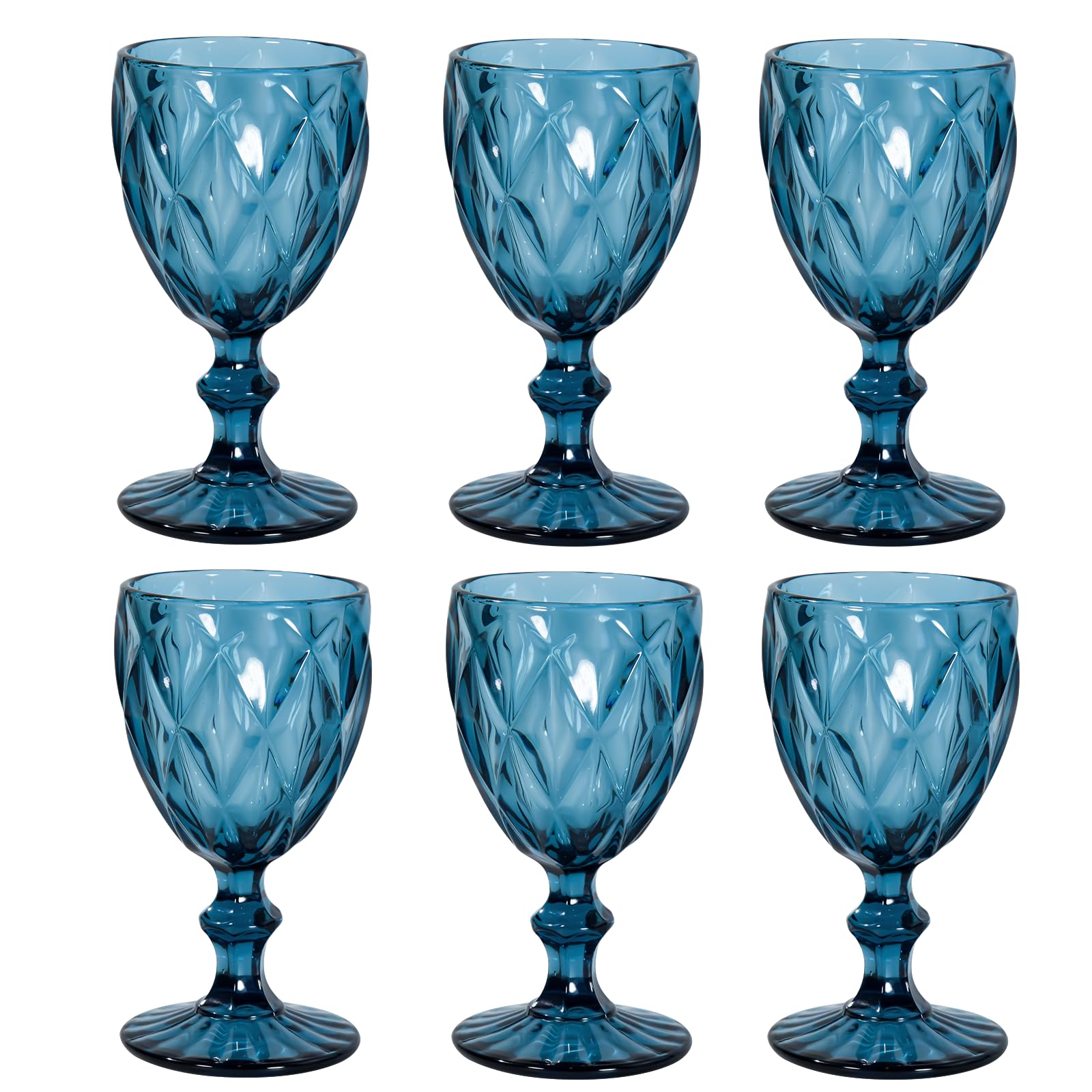 Photo 1 of CHLJAR Vintage Wine Glasses Set of 6, 12 OZ Colored Glass Water Goblets, Embossed Floral Decorative Crystal Glass Cups Set, Dishwasher Safe, for Wedding, Party, Red Wine Glass, Bars, Restaurants