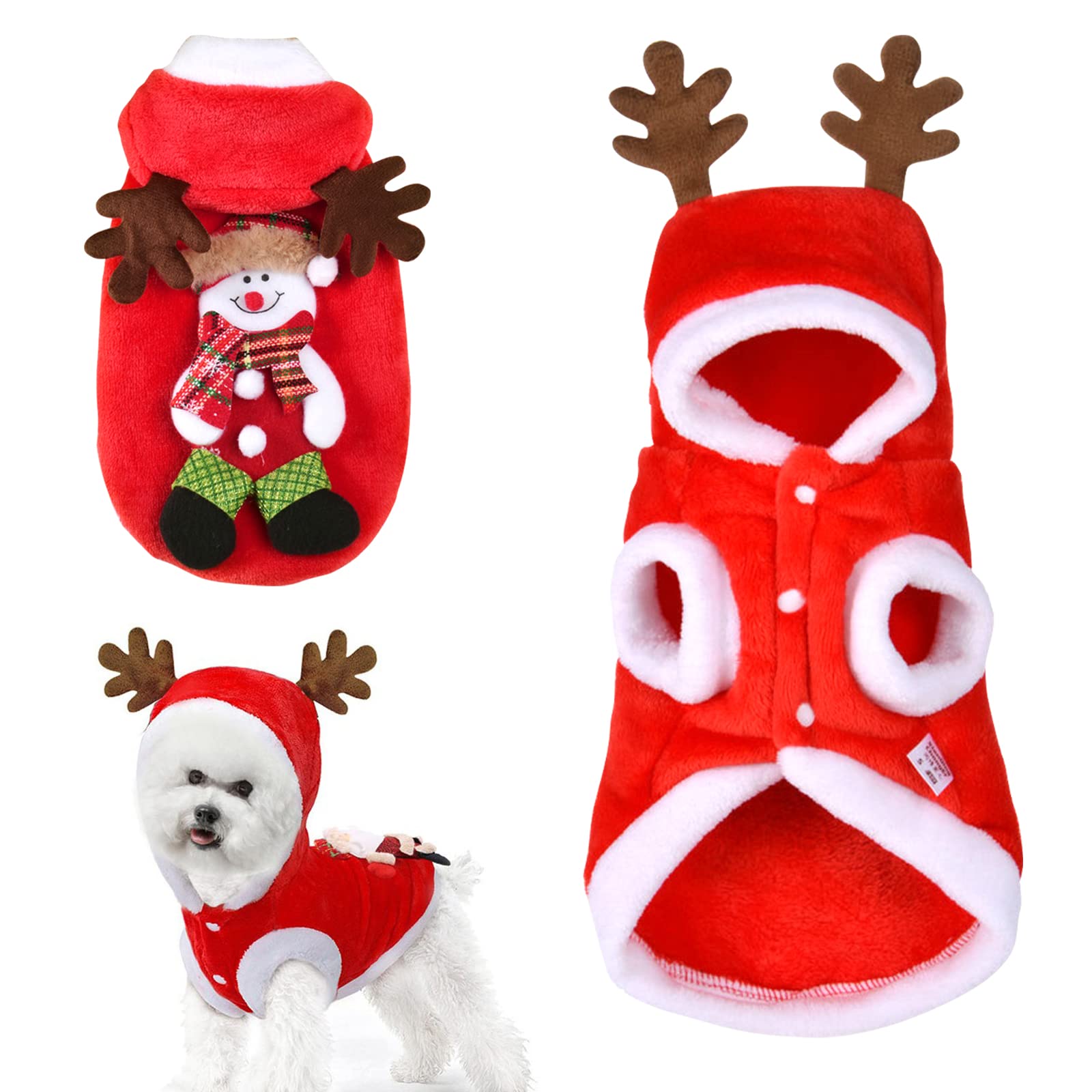 Christmas Dog Outfits Dog Cat Christmas Costume Snowman Cat Costume Winter Hoodie Coat Clothes Warm Clothes for Small Medium Dogs Cats (XL)