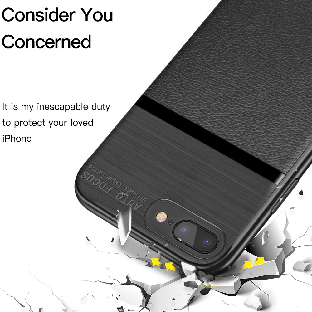 iPhone 8 Plus Case, iPhone 7 Plus Case, JASBON Soft TPU Brushed Carbon Fiber Phone Case Ultra Thin Breathable Cover Shockproof Protective Case for Apple iPhone 8/7 Plus-Black