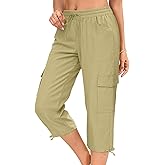 HOTGIFT Women Capris Cargo Pants 2026 Summer Hiking Pants Casual Lightweight Outdoor Quick Dry with 6 Pockets