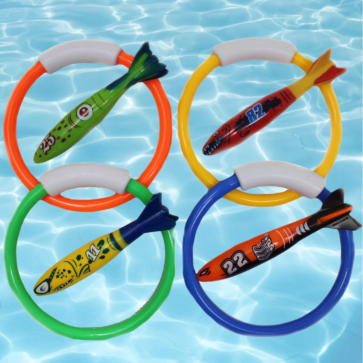 Swimming Toys for Kids – 8 Sinkies Diving Toys for Pools, Paddling Pool Games & Swimming Practice