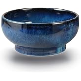 STE-CER Extra Large Salad Bowl,Decorative Fruit Bowl,Kitchen Ceramic Bowl for Fruit &amp; Salad,120 oz Footed Serving Bowl for Entertaining (starry blue)