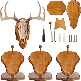 Leinuosen 3 Set Deer European Skull Mount Kit Antler Skull Mounting Kit Wooden Display Mount for Hunting Trophy Wall Decorations (Elegant,Dark Brown)