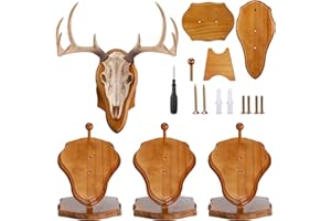 Leinuosen 3 Set 3 Set Deer European Skull Mount Kit Antler Skull Mounting Kit Wooden Display Mount for Hunting Trophy Wall Decorations