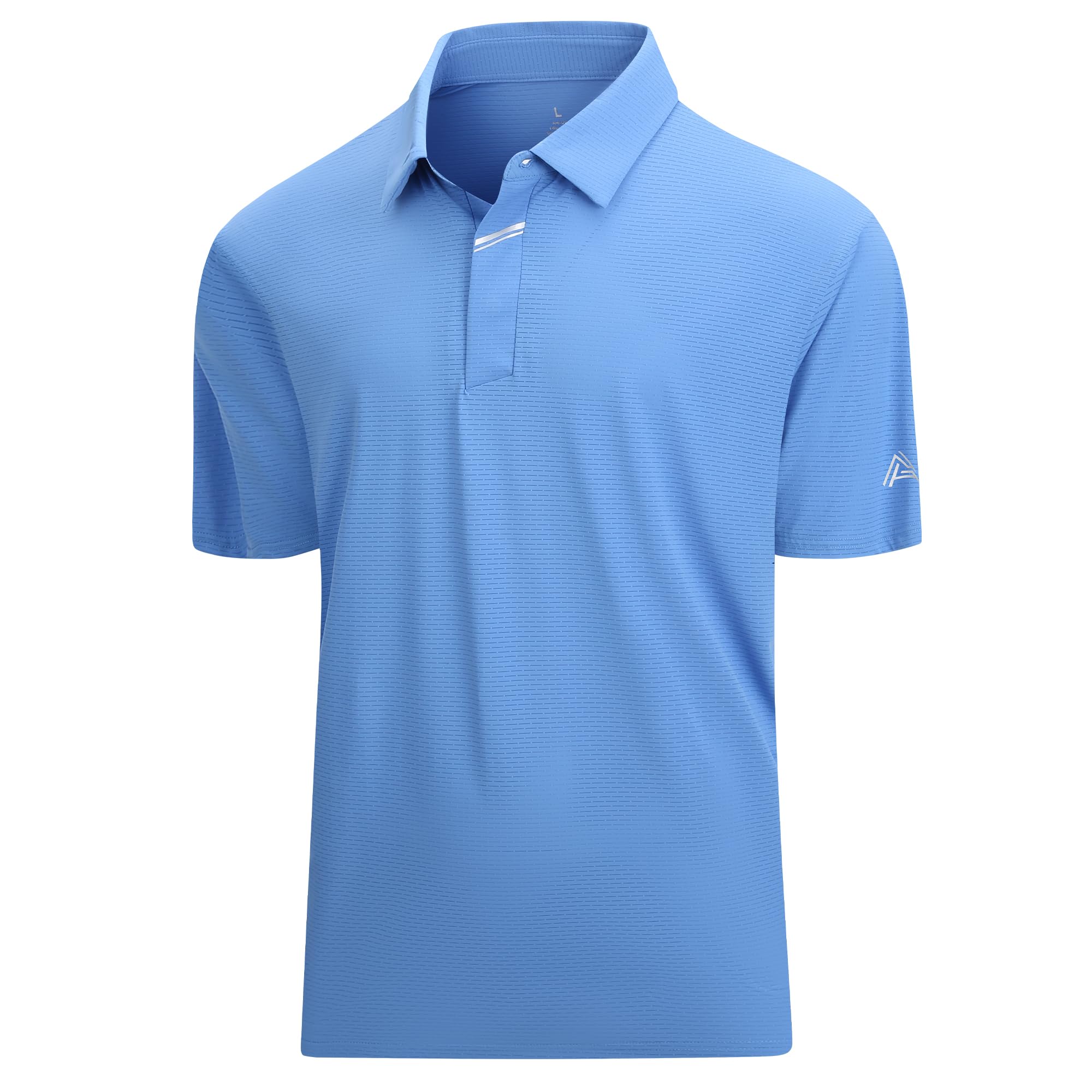 View 1 of ***STAINS*** Esabel.C Jacquard Golf Shirts for Men Moisture Wicking Short Sleeve Performance Dry Fit Active Mens Polo Shirts,Blue,XL