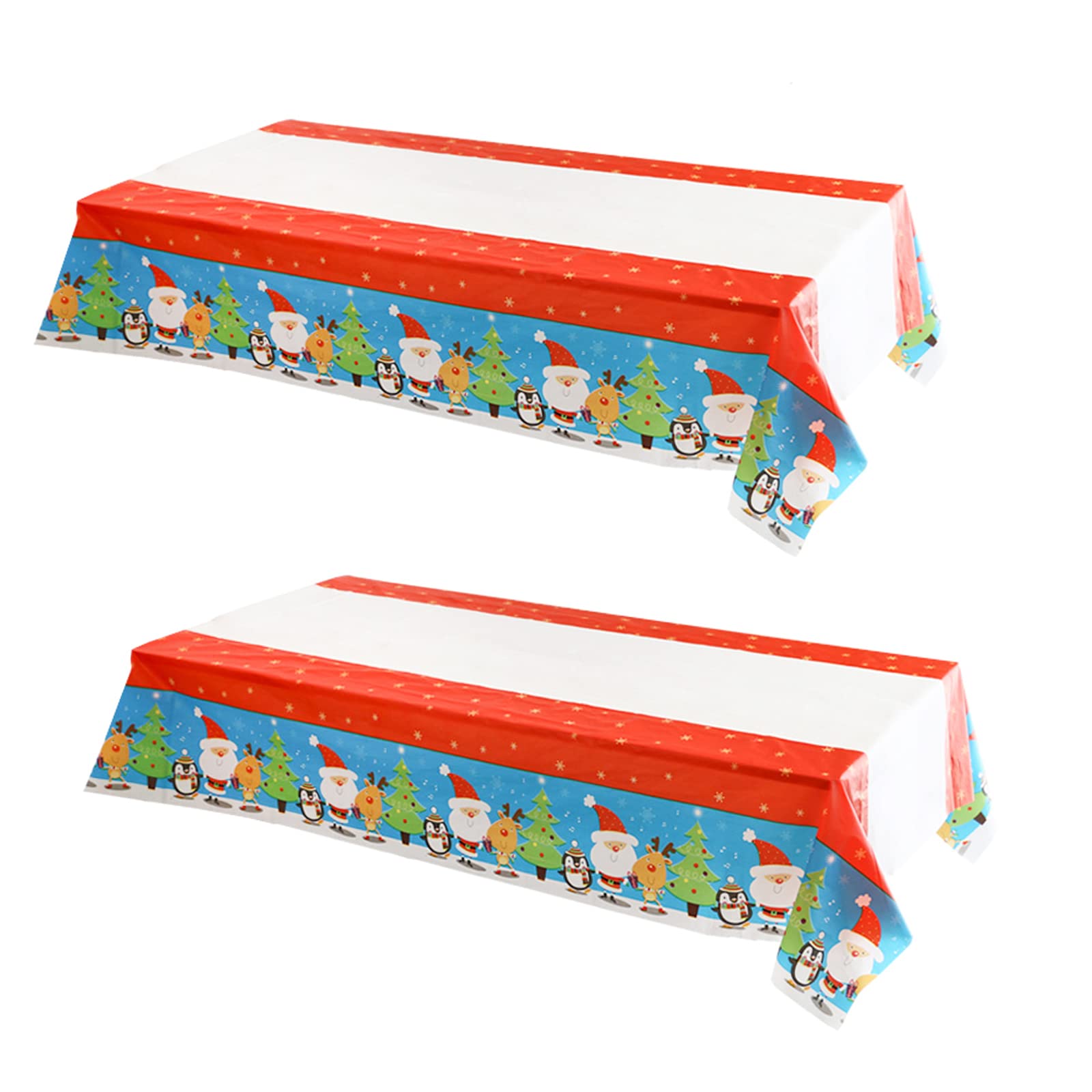 2pcs Christmas Table Cloth Disposable Red Paper Tablecloths, 137*274cm Rectangular Red Plastic Tablecloth Disposable Tablecloths for Parties,Xmas,Wedding,Picnic,Hen,Boys Girls Birthday Table Covers