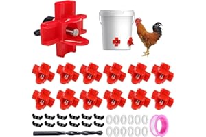 SENYLANHXY 12 Pcs Horizontal Chicken Waterer Nipples with Drill Bits, Leakproof Poultry Watering System for Chicken Coop, Durable ABS Plastic & Stainless Steel, Water Saving Design for Outdoor Use