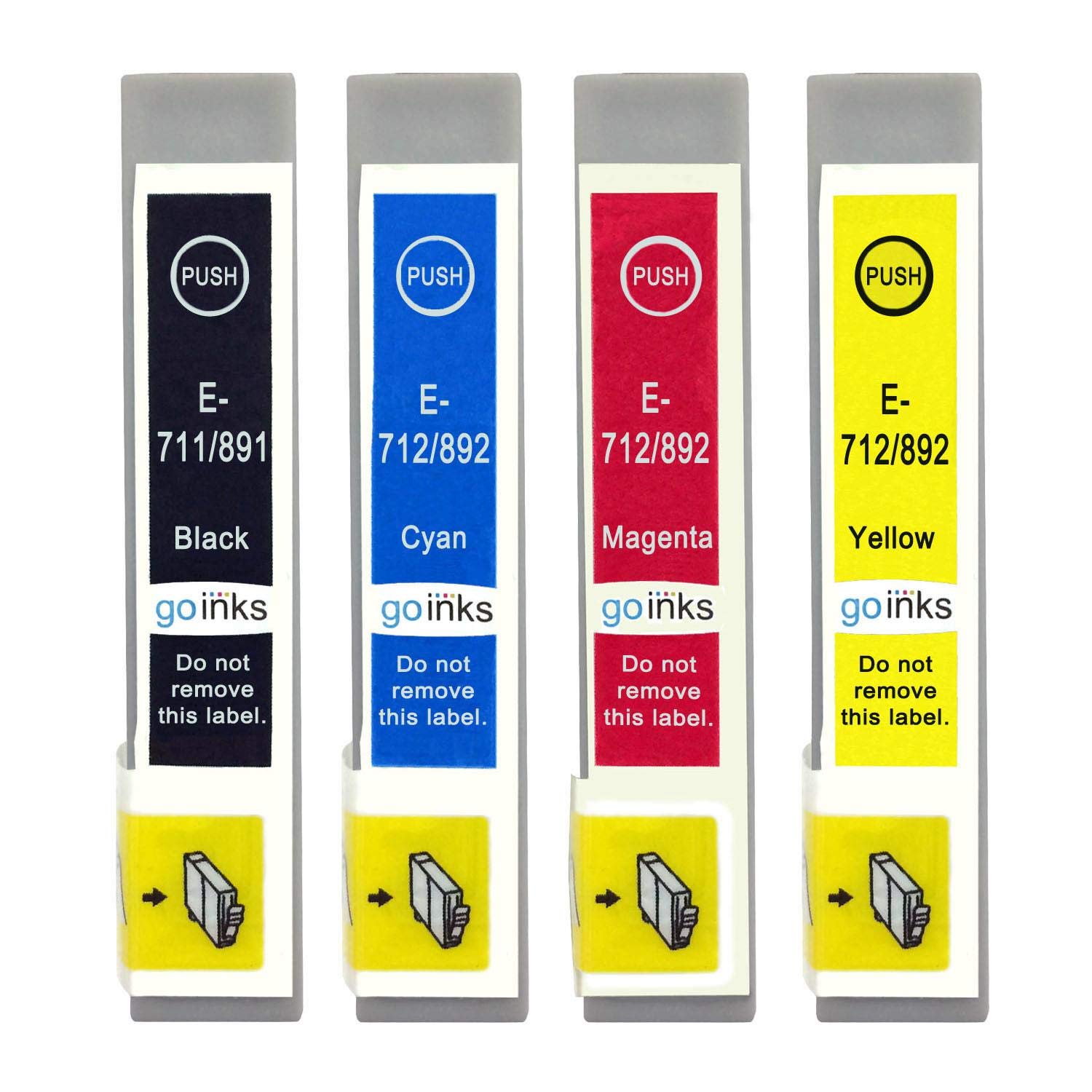 1 Go Inks Set of 4 Ink Cartridges to replace Epson T0715 Compatible/non-OEM for Epson Stylus Printers (4 Inks), Black, Cyan, Magenta, Yellow, High Capacity