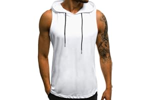 Babioboa Men's Workout Hooded Tank Tops Gym Sleeveless Hoodies Fitness Bodybuilding Muscle T-Shirts