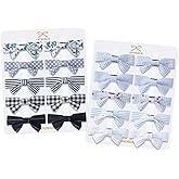 LMYMHMLM 20pcs small blue & navy hair bows for girls.Cute baby hair bows,Non-slip alligator hair clips.Toddlers bow clips,Handmade hair accessories for little girls gift set.