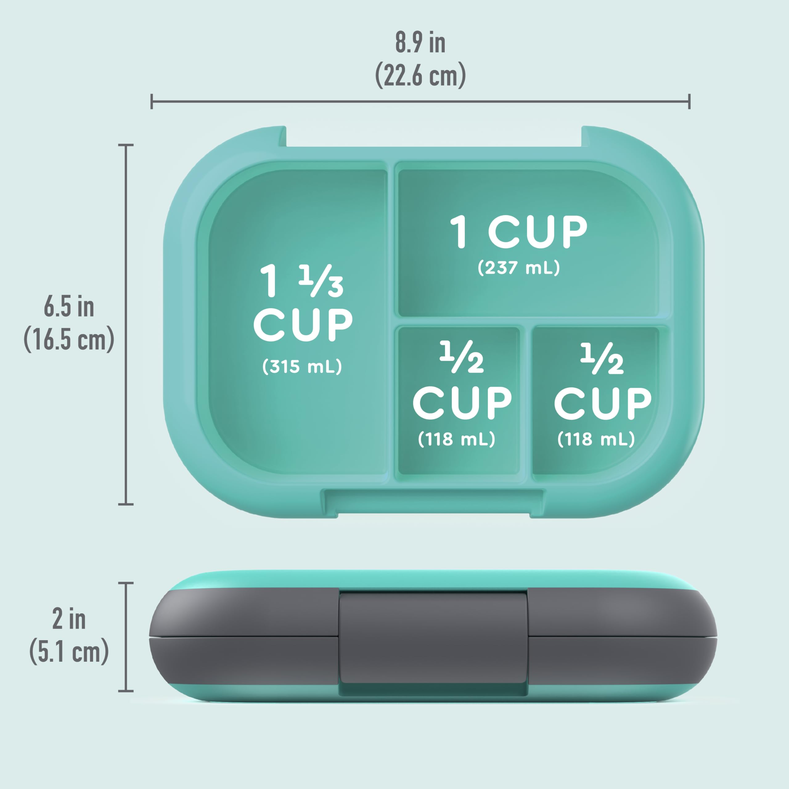 Bentgo Chill Kids Leak-Proof Lunch Box - 4-Compartment Bento Box with Built-In Ice Pack, 3.3 Cup Capacity, PFAS & BPA-Free, Microwave & Dishwasher Safe, Ideal Size for Ages 3 to 7 (Electric Aqua)