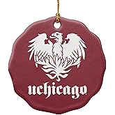 GRAPHICS & MORE University of Chicago Primary Logo Porcelain Scalloped Holiday Christmas Tree Ornament - 2.8" (7.1 cm)