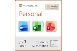 Microsoft 365 Personal | 12-Month Subscription | 1 Person | Premium Office Apps: Word, Excel, PowerPoint and more | 1TB Cloud Storage | Windows Laptop or MacBook Instant Download | Activation Required