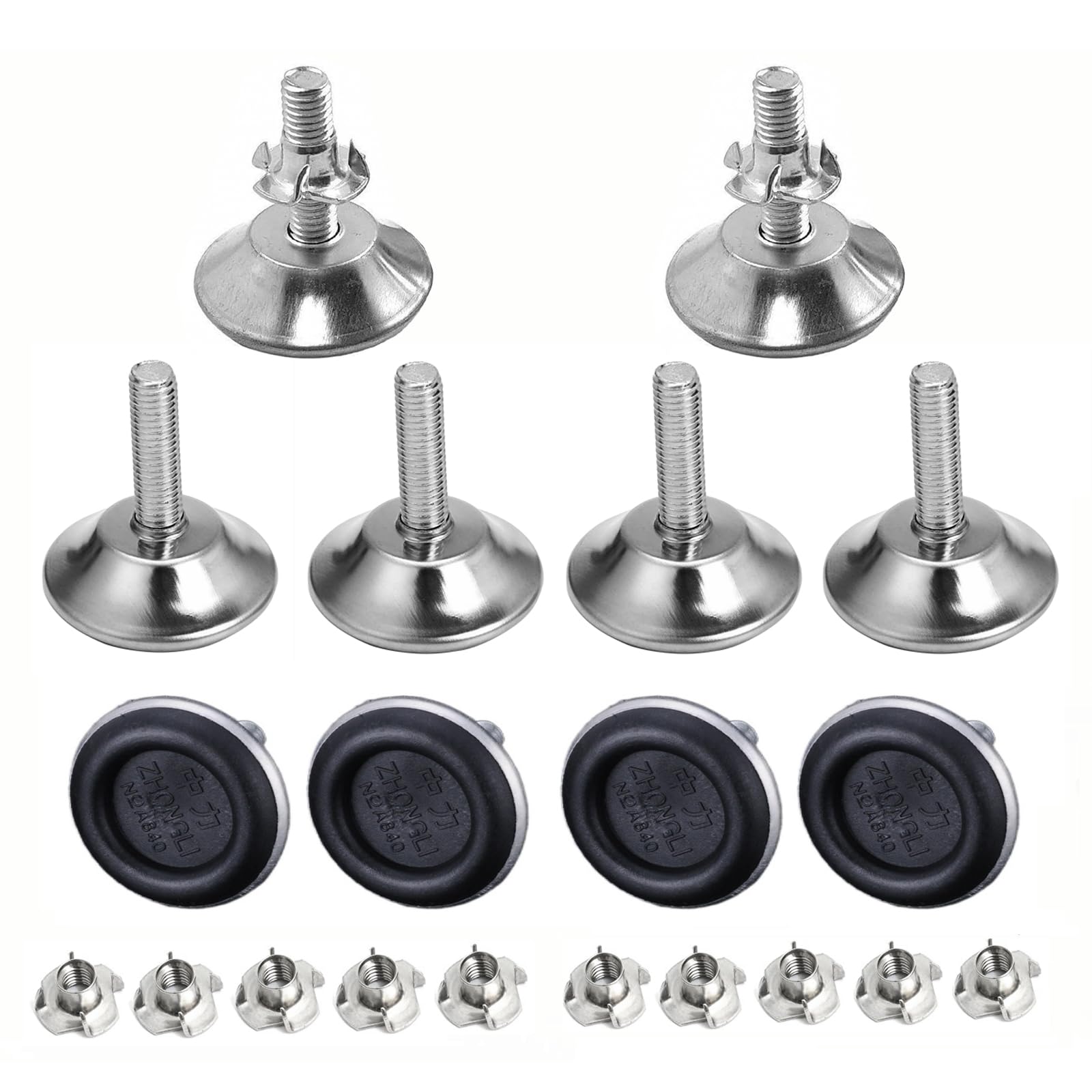 XNJIHWA 10 PCS Furniture glide leveling foot Adjustable Leveling Glides Foot M8*29 * 40mm Metal Medium Duty Furniture Levelers with T-Nut for Home,Office,DIY,Restaurant,Wooden Furniture