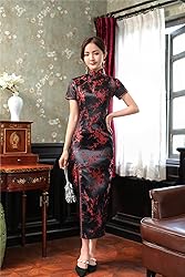 Shanghai Story Short Sleeve Long Qipao Brocade
