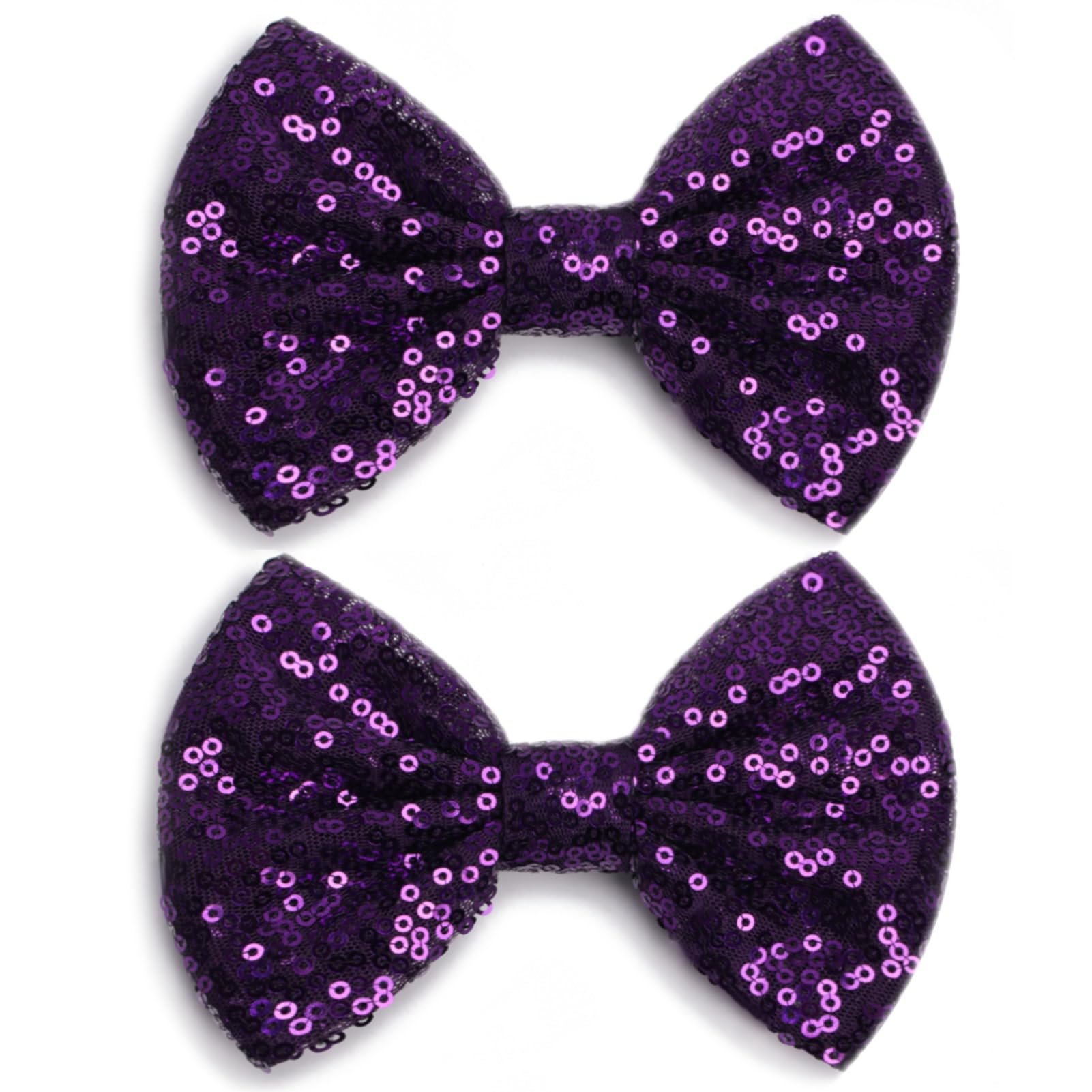 Photo 1 of KISZU Large 5 Inch Glitter Hair Bows Clips, Sparkling Sequin Big Bow HairPins for Baby Girls Children Teens and Women (Purple)
