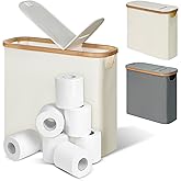 efluky Toilet Paper Storage and Holder 2 in 1, Toilet Paper Storage with Lid for Bathroom 28L, Free Standing Holder Organizer Holds Up to 9-12 Rolls, Beige
